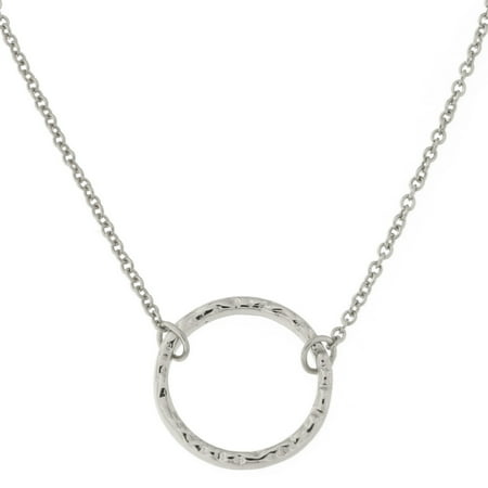 - Sterling Silver Hammered Open Circle Pendant Necklace