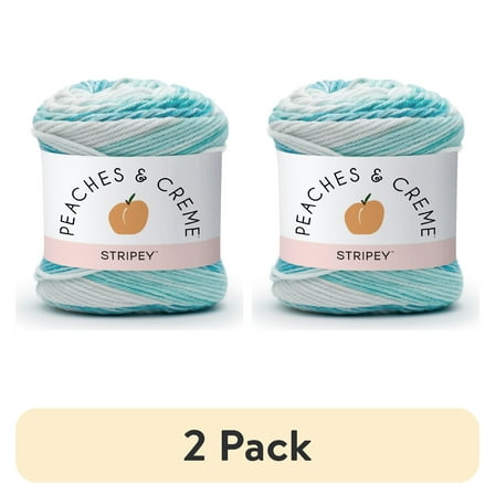 (2 pack) Peaches & Crème Stripey Cotton Yarn, (56.7g/2oz), Spring Blue Stripes