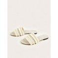 thumbnail image 2 of Women Orange Raw Trim Design Flat Sandals, Funky Open Toe Slide Sandals For Summer, 2 of 4