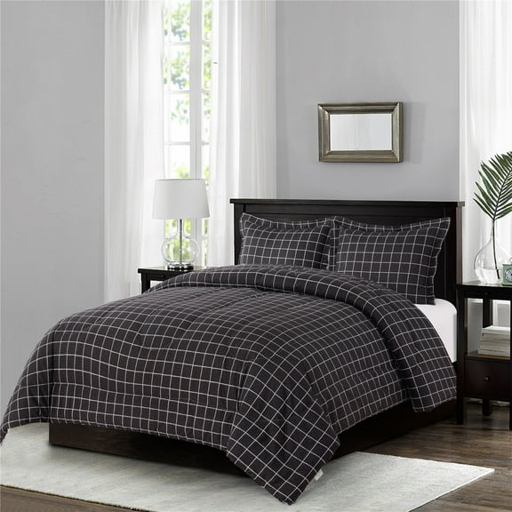 Shatex Bedding Comforter Sets –2 Pieces Printed Microfiber Bedding Sets–Dark Gray Bedroom Comforters with 1 Pillow Sham, Twin