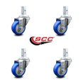 thumbnail image 2 of 3 Inch Blue Polyurethane Wheel Swivel 7/8 Inch Square Stem Caster Set SCC, 2 of 2