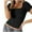 Black, variant on Women's Casual Short Sleeve Square Neck Summer Tops Ribbed Knit Slim Fit Tee Shirts
