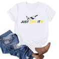 thumbnail image 2 of Lolmot Mode Femme Imprimé Manches Courtes Chemisier Amusant Col Rond T-Shirt Hauts, 2 of 3
