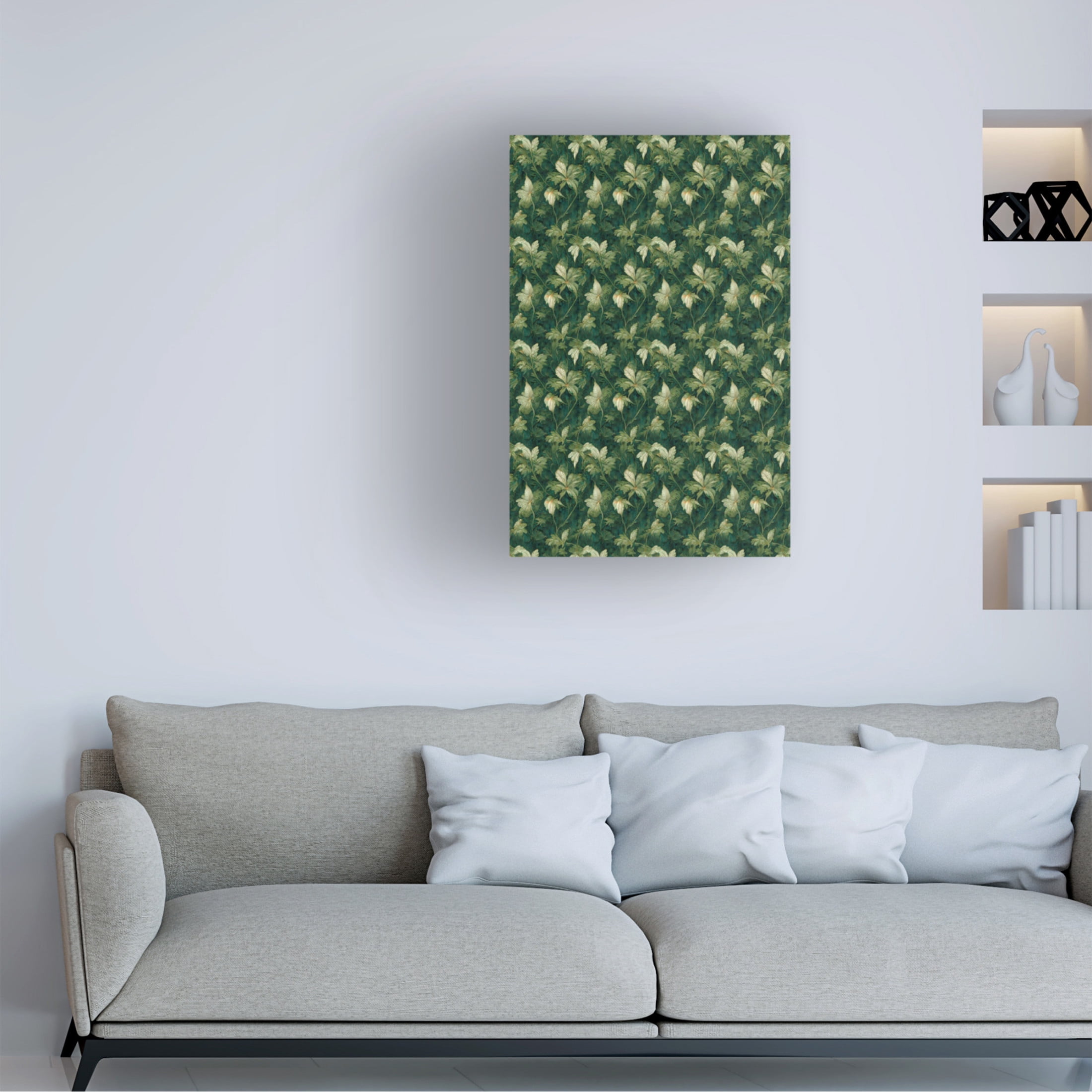 Canvas Wall Art - Treechild 'Green Leafs Pattern' Wall Art for Living Room, Bedroom, or Office D?cor by Trademark Fine Art - 30 x 47 Inches