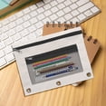 thumbnail image 4 of 12PCS Gray Three-Hole Pencil Case Oxford Cloth Single Zipper Binder Pouch with Transparent Compartment for Campus Office Virelaxpo, 4 of 5