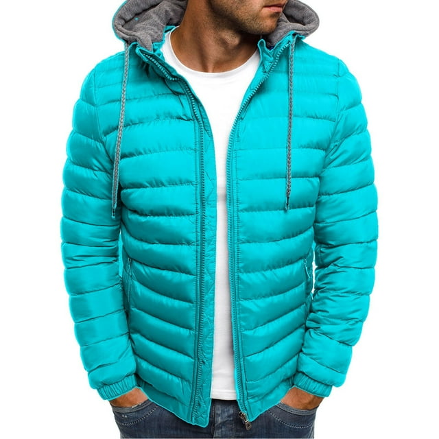 Mikilon Men's Solid Color Hooded Jacket Cotton Padded Jacket Cotton Padded Jacket Men's Warm Cotton Padded Jacket
