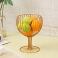 thumbnail image 6 of Wrought Iron Fruit Bowl with Tall Legs, Modern Decorative Snack Display Tray, Coffee Capsule Storage Basket, Wine Glass Shape, Black or Gold, 9.06x6.69in, 6 of 6