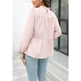 thumbnail image 5 of Animal Print Ruffle Neck Long Sleeve Tiered Blouse for Women Pink Medium, 5 of 5