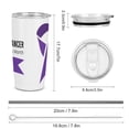 thumbnail image 2 of Vaso de acero inoxidable con tapa para concientización sobre el cáncer de páncreas, taza térmica portátil de 20 oz, 2 of 7