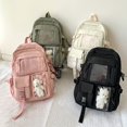 thumbnail image 1 of Trendy Minimalist Backpack, All-Match Rucksack, Preppy School Bag With Bear Pendant, 1 of 6