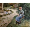 thumbnail image 2 of Pissarro, Camille 18x15 White Modern Wood Framed Museum Art Print Titled - The Servant Seated in the Garden of Eragny, 2 of 4