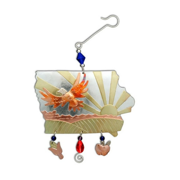 State Of Iowa Metal Christmas Tree Ornament Fair Trade New