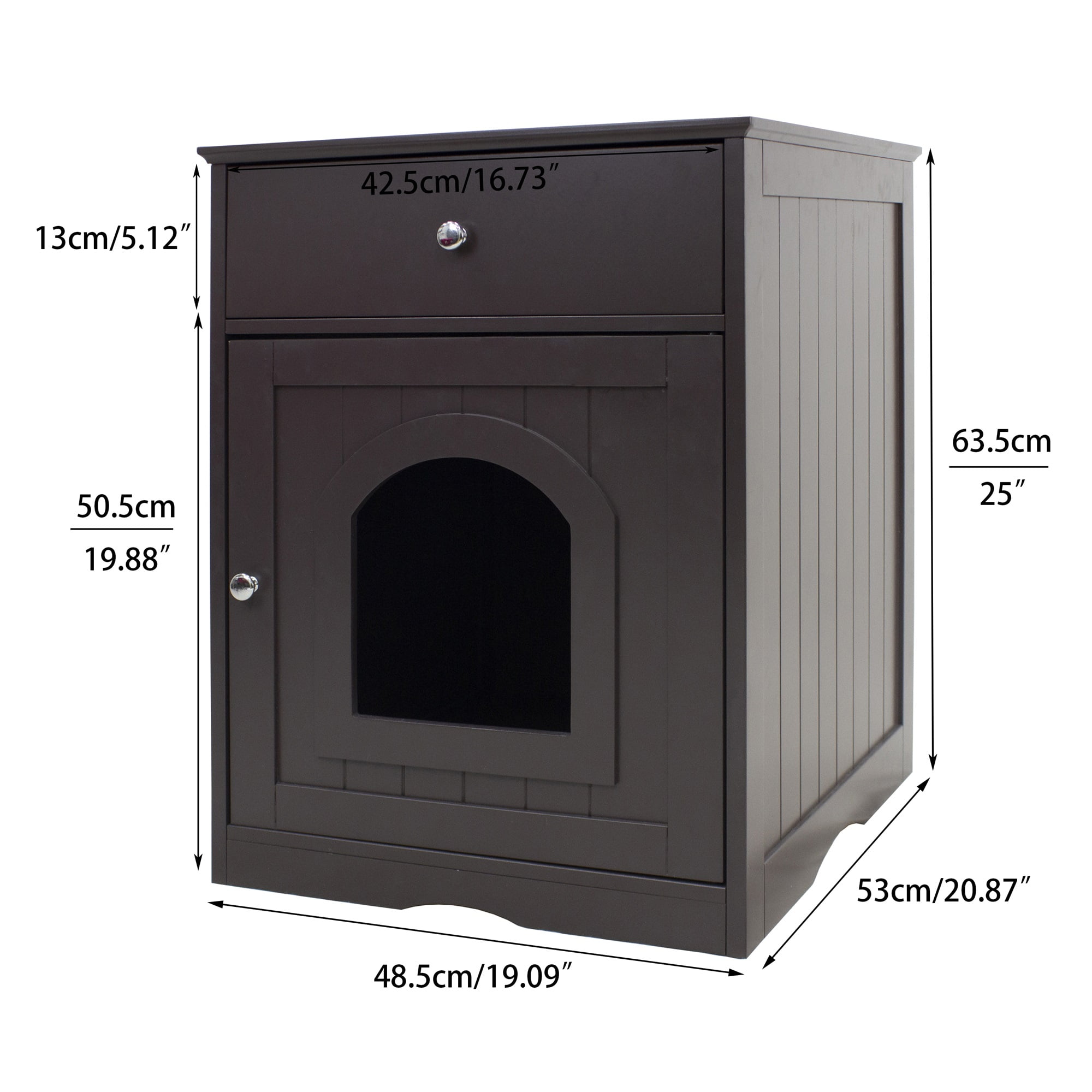 Decorative Cat House & Side Table, Cat Home Nightstand, Indoor Pet Crate Litter Box Enclosure