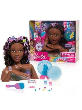 Just Play Barbie Tie-Dye Deluxe 22-Piece Styling Head, Dark Brown Hair, Includes 2 Non-Toxic Dye Colors, Preschool Ages 3 up