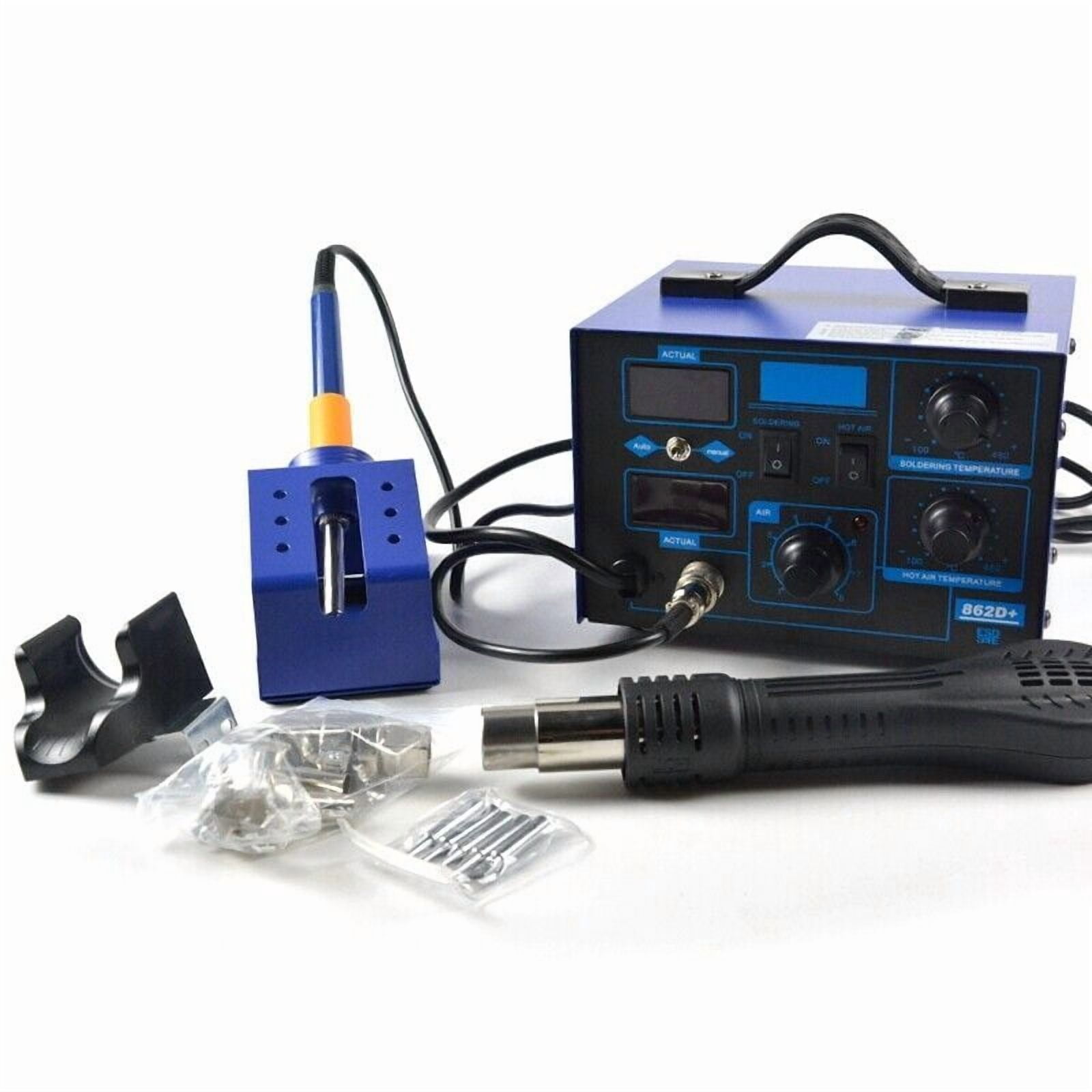 2-in-1 862D+ SMD Soldering Iron w/Hot Air Gun Rework Station Digital Display KTM