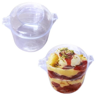 (As Seen on Image) 25pcs 250ml Disposable Salad Cup Transparent- Plastic Dessert Bowl Container with Lid for Bar Cafe Home