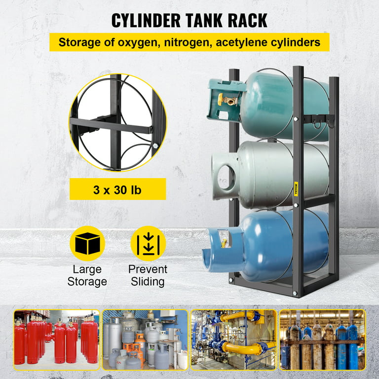 VEVOR Refrigerant Tank Rack, Cylinder Tank Utility Rack with 3-30lb and  Other 3 Saving Space for Gas Oxygen Nitrogen Storage