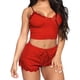 thumbnail image 3 of Gibobby Pijamas para mujer Pijama corto informal cómodo con cuello en V para mujer, camisola de encaje, Top ajustado sin mangas, pijama corto(Rojo,CH), 3 of 5