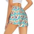 thumbnail image 3 of Vsdgher Cute Corgi Head Print Women's Running Double Layer Shorts High Waisted with Pockets Elastic Yoga Workout Athletic Gym Sports, 3 of 8