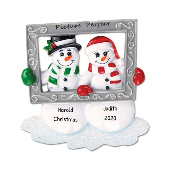 Ornaments by Elves Personalized Couple Christmas Ornament 2024 Snowman Picture Frame Ornaments