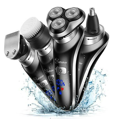 Electric Shaver Razor for Men, 4 in 1 Rotary Shaver Beard Trimmer Wet Dry Shaver Cordless Waterproof Portable Travel Rechargeable USB Fast Charging for Nose Hair Face Cleaning Best (Best Mens Pubic Hair Trimmer)