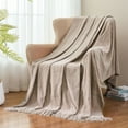 thumbnail image 5 of Home Farmhouse Boho Decor Chenille Throw Blanket, Soft for Couch Sofa Chair Bed, Taupe 60" X 80", 5 of 8