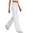 thumbnail image 5 of RYDCOT Women's Wide Leg Jeans High Waisted Stretchy Straight Leg Jeans Trendy Seamed Front Loose Denim Pants White, 5 of 7