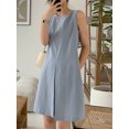 thumbnail image 5 of ZANZEA Women Sleeveless Crew Neck Dress Back Button Loose Knee Length Dress, 5 of 7