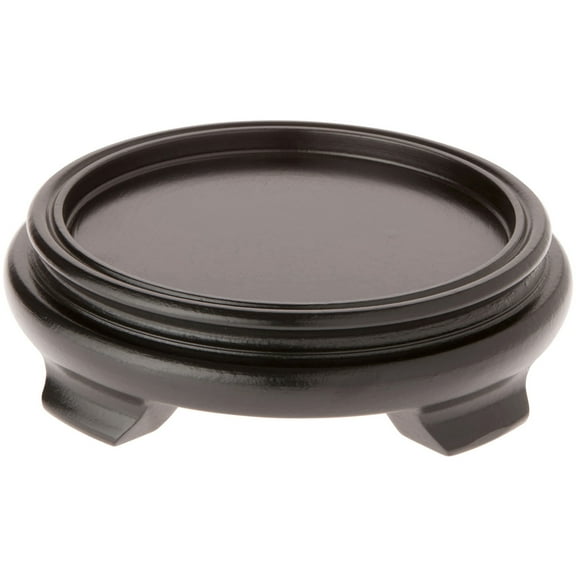 Plymor Black Round Wood Veneer Footed Display Base, 6" W x 6" D x 1.75" H (4.5" Display Diameter)