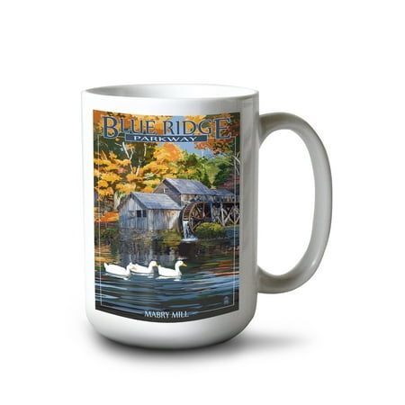 

15 fl oz Ceramic Mug Blue Ridge Parkway Virginia Mabry Mill Dishwasher & Microwave Safe