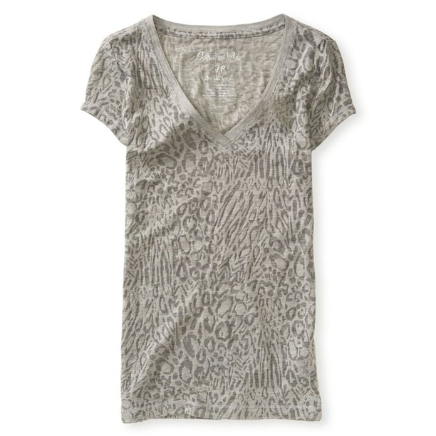 Aeropostale - Camiseta con adornos de animales transparentes para mujer, gris, pequeña Aeropostale Camiseta adornada