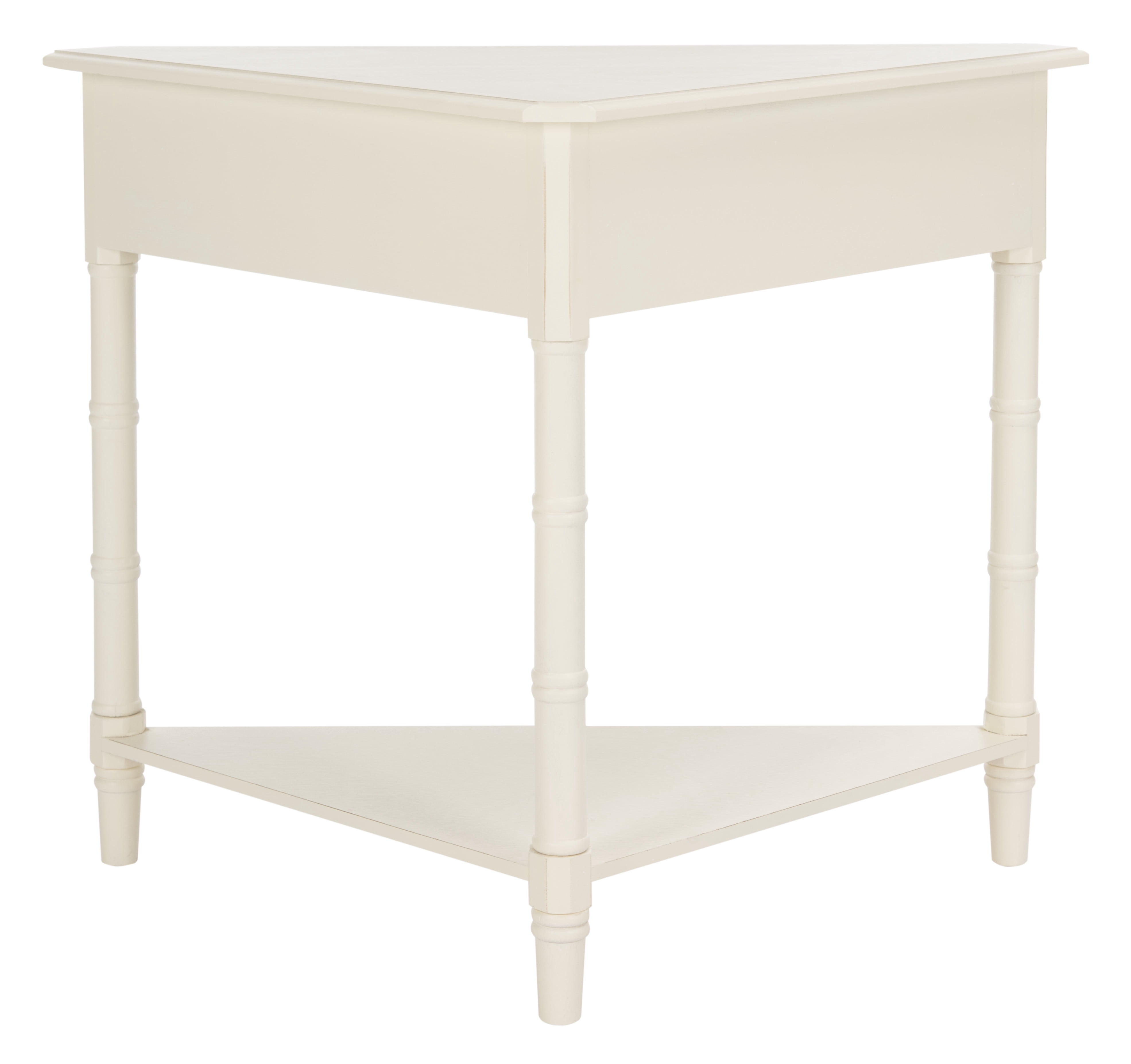 SAFAVIEH Gomez Solid Casual Corner Table With Storage Drawer, Distressed Cream