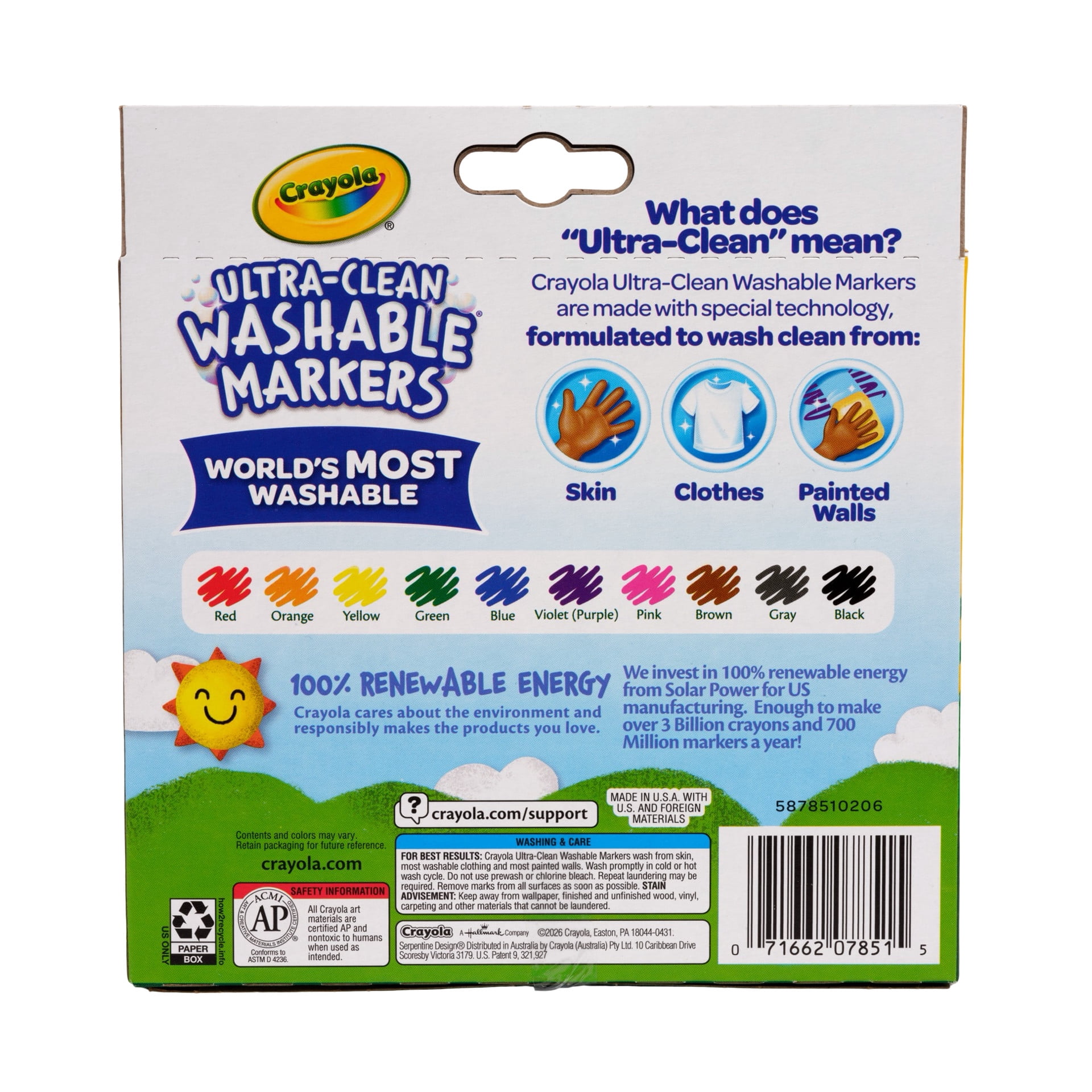 Crayola Ultra-Clean Washable Broad Line Markers, 10 Ct, Back to School Supplies, Classroom Essentials for Teachers, Gift, 3+