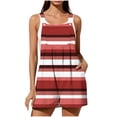thumbnail image 2 of Feancey Casual Overalls Shorts for Women Sleeveless Striped Short Jumpsuits Button Adjustable Strap Beach Rompers with Pockets Hot Pink L, 2 of 8