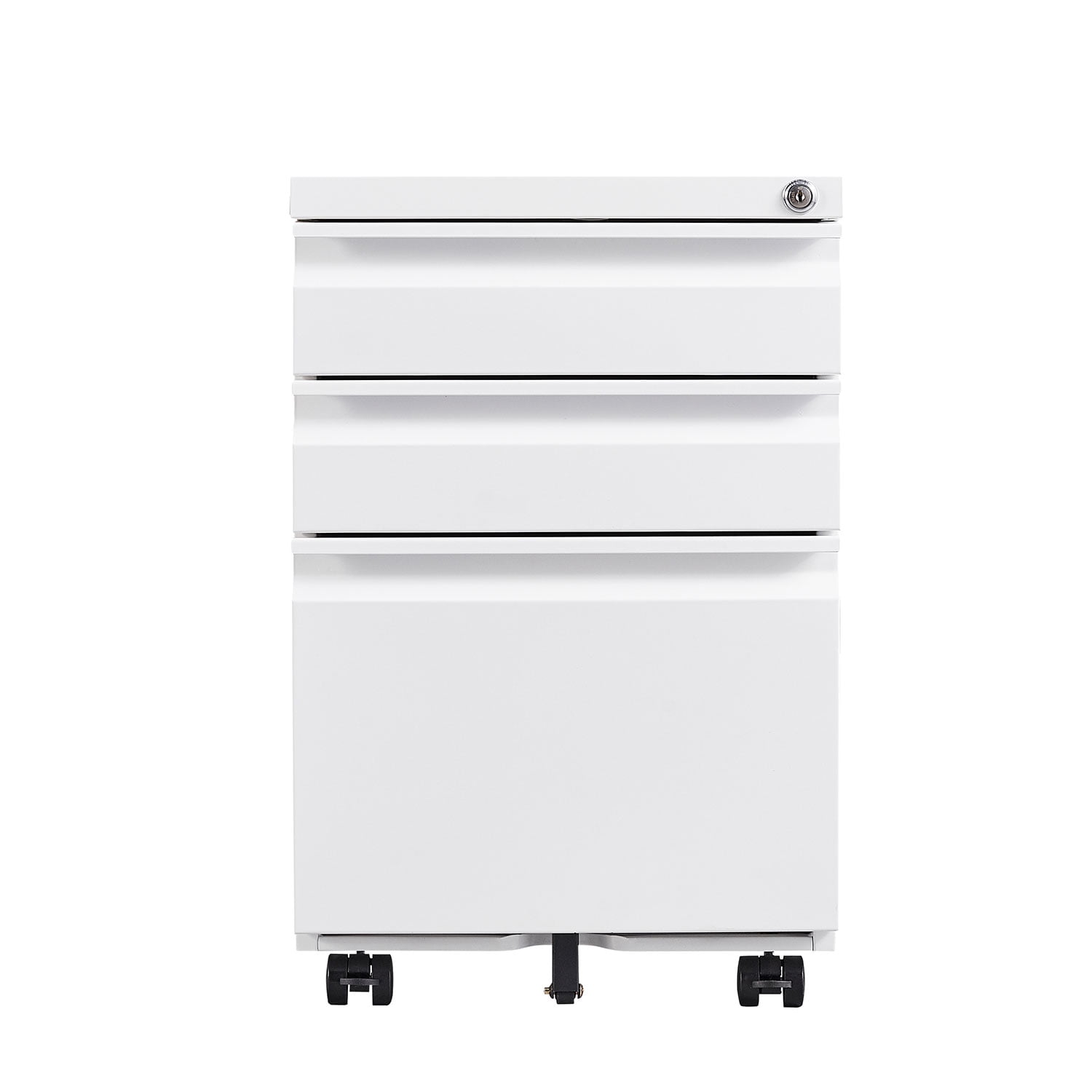3-Drawer Mobile File Cabinet with Lock, 5 Wheels (2 Brakes+Anti-Tip),Cold Rolled Steel Fully Assembled Metal Filing Cabinet with Pen Tray & Hanging Bar for Home Office, Fits Letter/Legal/A4 Files