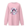thumbnail image 4 of Christmas Sweatshirts for Women Thin Fleece Crew Neck Print Loose Long Sleeve Sweatshirt Tunic Tops, 4 of 5