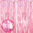 thumbnail image 1 of Cortinas con flecos Voircoloria, láser, rosa, 1 x 2 m, paquete de 2, 1 of 7
