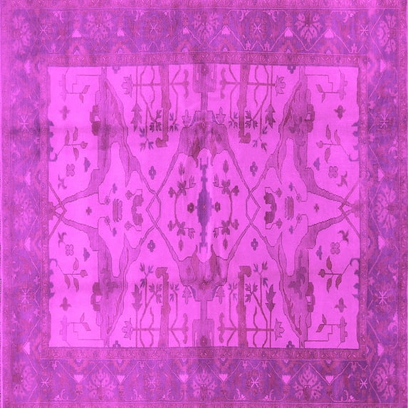 Ahgly Company Indoor Square Oriental Pink Industrial Area Rugs, 6' Square