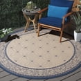 thumbnail image 2 of Safavieh Courtyard Gaus Oriental Indoor/Outdoor Area Rug, Natural/Blue, 5'3" x 5'3" Round, 2 of 12
