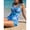 Blue, variant on 2 Pieces Blue Tie Front Ruched Bust Full Coverage Tankini Set Summer Pool Party Bathing Suit