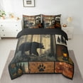 thumbnail image 3 of Feelyou 3D Wildlife Bear Twin Bedding Sets 7-Piece for Men, Vintage Countryside Cabin Bedding Comforter Set, Patchwork Plaid Reversible Sheet Sets, Breathable Home Decor, 3 of 8