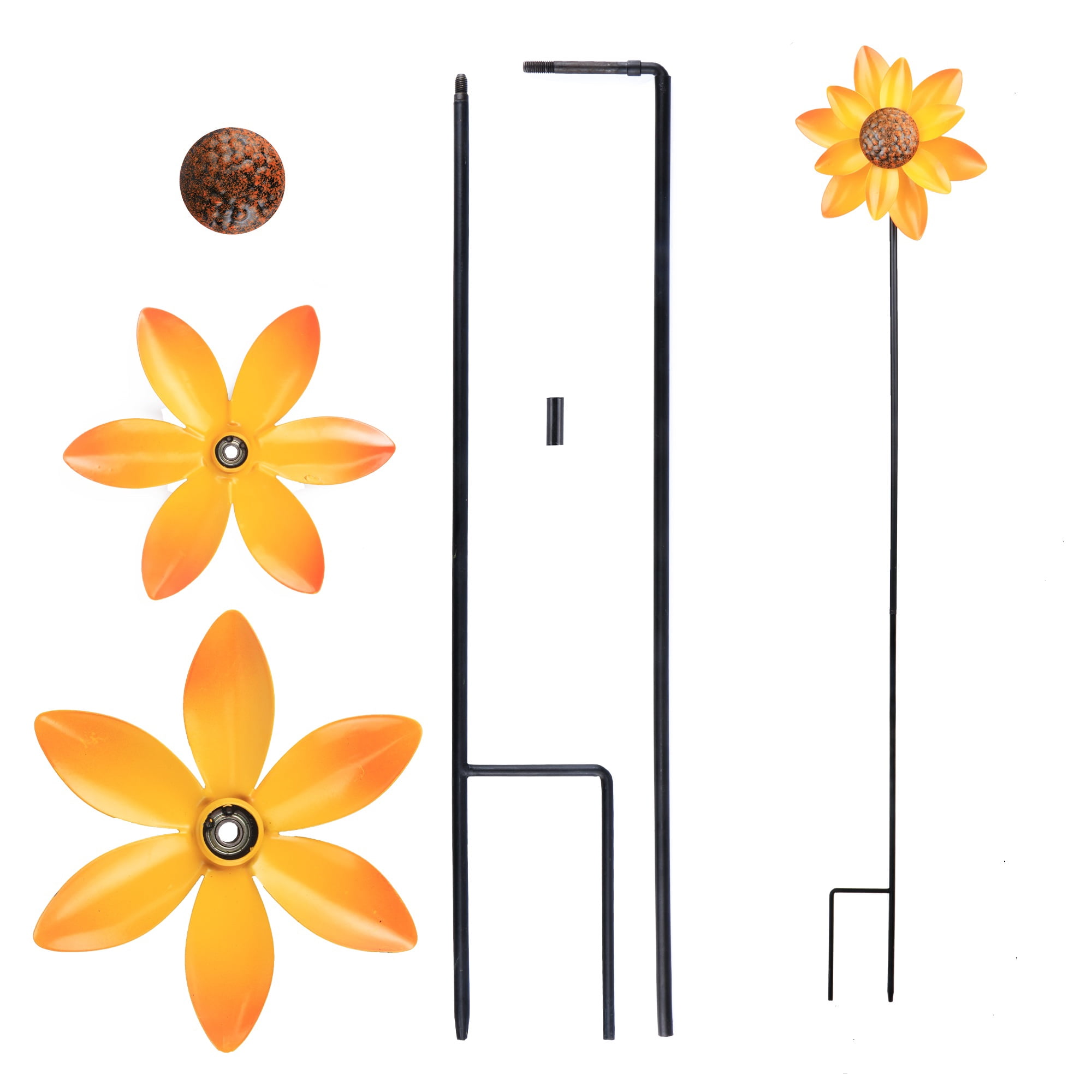 Mainstays Outdoor Dual Yellow Flower Metal Wind Spinner