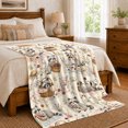 thumbnail image 6 of Woodland Raccoons Picnic Scene Cheerful Pastoral Watercolor Flannel Blanket For Nature Lovers Thanksgiving Gift Soft Cozy Home Decor Living Room Reading Nook, 6 of 7