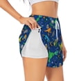 thumbnail image 3 of Lsque Dinosaur In Space Printed Women's Running Shorts with Liner Pockets,Elastic Quick Dry Workout Athletic Gym Yoga Shorts,Womens High Waist Shorts-XX-Large, 3 of 9