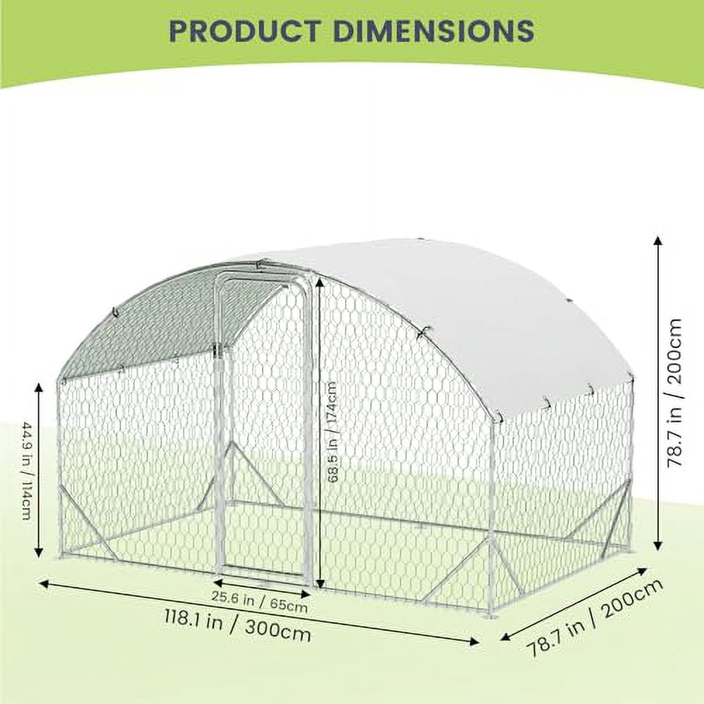2025 New Large Metal Chicken Coop, Outdoor Wire Mesh Poultry Cage with 4 Corner Reinforcement Ribs, 210D Anti-Uv Rain Cloth, Animal House for Backyard Hen,Dog Rabbit, Duck, Quail, Goat