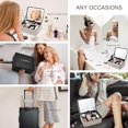 thumbnail image 3 of Leather Makeup Case with LED Lighted Mirror 11.4 Inch Travel Makeup Bag Adjustable Brightness in 3 Colors Cosmetic Organizer Artist Storage Bag with Dividers Brush Holder Bag Vanity Pale Gold, 3 of 15