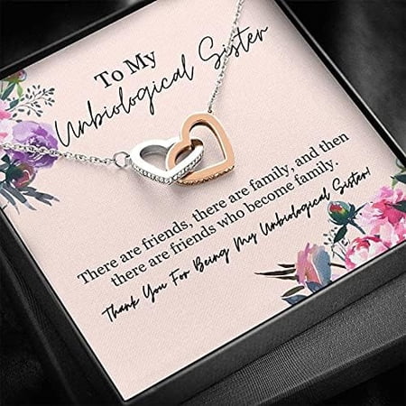 Unbiological Sister Interlocking Hearts Necklace, Gift, Best Friend Necklace, Soul Sister, Bridesmaid Gift, BFF Gift, Christmas idea for sister, Birthday, Graduation Thank you for being