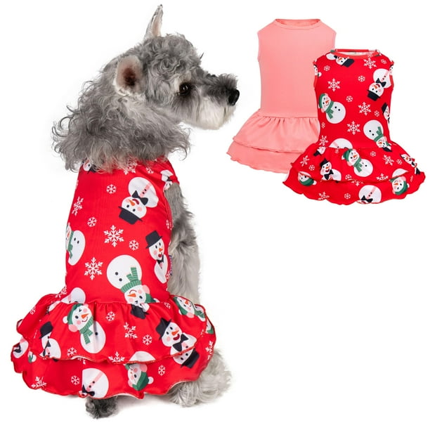 cyeollo Vestido Navideño para Perro Pequeño Paquete de 2 Traje de Muñeco de Nieve XS