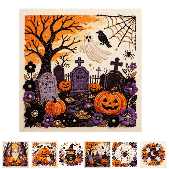 Halloween Ghost Pearl Art DIY Kit,Spooky Cute Diamond Art Painting Crafts for Adults and Beginner,Fall Home Decor Wall Art Painting Kit