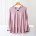 thumbnail image 4 of Birdeem Blouse pour Femme Unie Décontractée Mode Col Rond Régulière Manches Longues Hauts de Nuit, 4 of 12